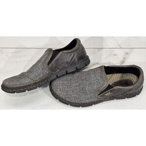 BORN Men’s Sawyer Slip On Loafers Canvas Leather Gray/Brown Casual Size 8 | 41